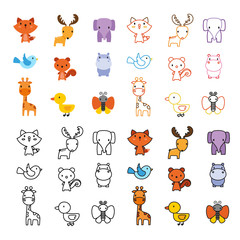 animals character icon design