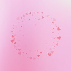 Red heart love confettis. Valentine's day frame ex
