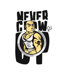 Never Grow Up concept design for t-shirt print, vector illustration.