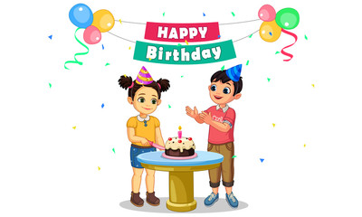Vector illustration of kids birthday Party