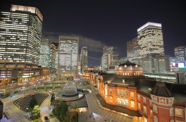 Tokyo train station night cityscape Tokyo Japan