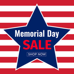 Memorial Day Sale banner template design of national flag colors.