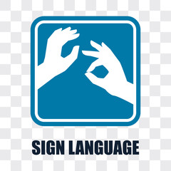 hand with sign language gesture on transparent background. vector illustration