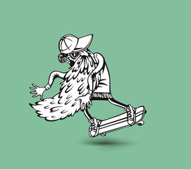 Cool hipster skater with skateboard © Redshinestudio