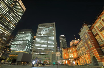 Tokyo train station night cityscape Tokyo Japan