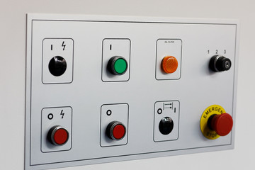 control panel of equipment with pushbuttons