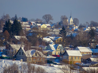 Fototapeta na wymiar russian village in winter
