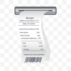 moisturizing conditioner receipt printed, paper financial check. vector illustration