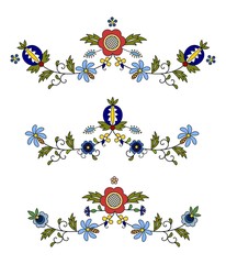 Traditional, modern Polish - Kashubian floral folk decoration vector, wzory kaszubskie, kaszubski wzór, haft - obrazy, fototapety, plakaty