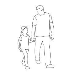 sketch, dad contour with a child