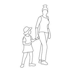 contour mom with a child walking