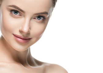 Fototapeta premium Healthy skin woman beauty face closeup female cosmetic portrait