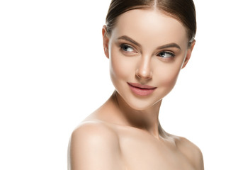 Healthy skin woman beauty face closeup female cosmetic portrait