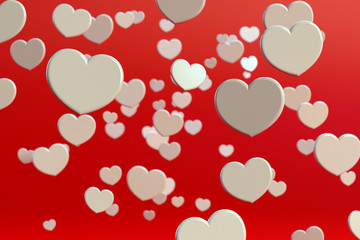 Happy Valentines Day Background with 3D Hearts.3d rendering