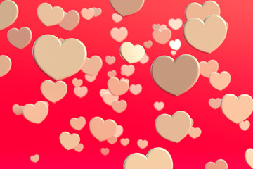 Happy Valentines Day Background with 3D Hearts.3d rendering