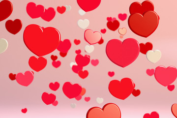 Happy Valentines Day Background with 3D Hearts.3d rendering