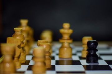Chess game for ideas and competition and strategy. Photographed on a chessboard