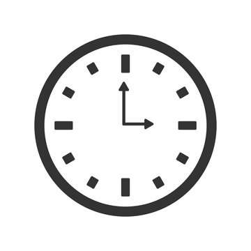 Flat watch icon. Silhouette time web clock 