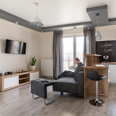 Man relaxing with book