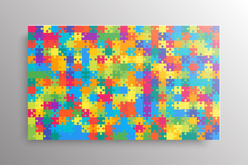 Vector jigsaw puzzle a piece rectangle banner.