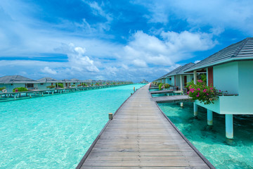 Fototapeta premium tropical Maldives island with white sandy beach and sea