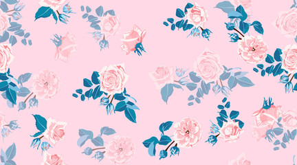 Floral Roses Pattern in Pastel Colors.
