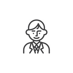 Man office worker line icon. linear style sign for mobile concept and web design. Businessman avatar character outline vector icon. Symbol, logo illustration. Pixel perfect vector graphics