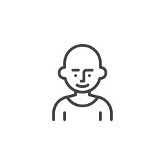 Bald boy avatar line icon. linear style sign for mobile concept and web design. Bald man character outline vector icon. Symbol, logo illustration. Pixel perfect vector graphics