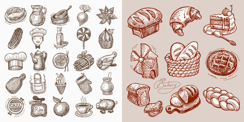 set of 34 sketch doodle icons 