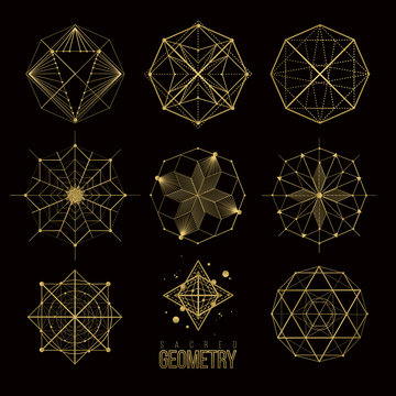 Sacred geometry forms, shapes of lines, logo, sign, symbol.