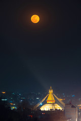 Boudhanath stupa during a full moon night in Kathmandu, Nepal