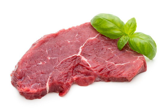 Fresh raw beef steak isolated on white.
