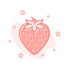 Strawberry fruit berry flat design vector concept