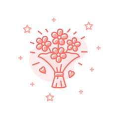 Flower bouquet flat design bunch vector concept