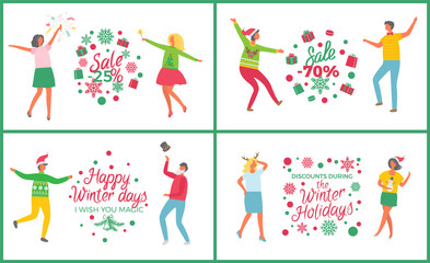 Christmas Party People Dancing and Celebrating