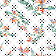 Bouquets floral botanical flower. Watercolor background illustration set. Seamless background pattern.