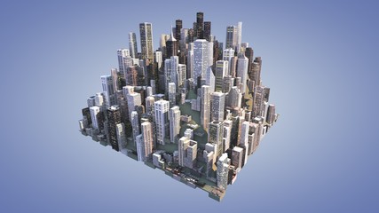 city model 3d rendering