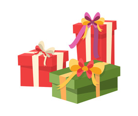 Gifts Icons Vector Christmas Shopping Containers