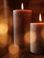 Candles with festive light effects