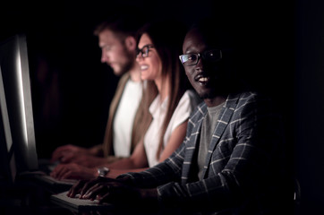 close up.business team at the Desk