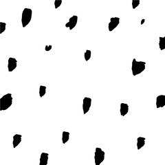 Simple hand drawn black and white pattern with brush ink dots