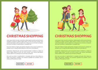 Christmas Shopping Poster Merry Couple, Xmas Tree