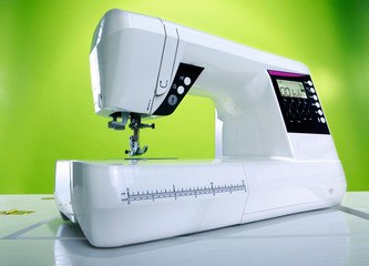 Sewing machine on apple green