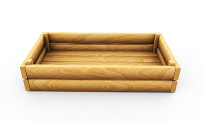 empty wooden crate. Isolated 3d rendering