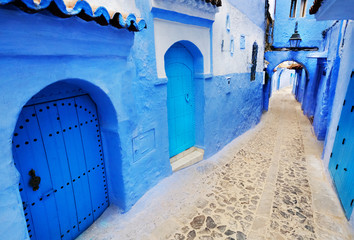 Traditional moroccan architectural details in Chefchaouen, Morocco, Africa