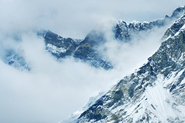 Snowy mountains peaks. Nepal Himalayan