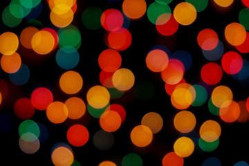 Abstract colorful defocused circular facula. Bokeh blurred color light can use background. new year bokeh defocus