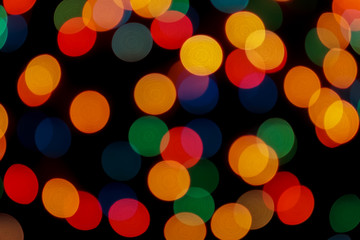 Abstract colorful defocused circular facula. Bokeh blurred color light can use background. new year bokeh defocus
