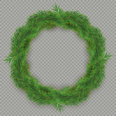 Christmas decorative fir tree frame with copy space and shadow. EPS 10