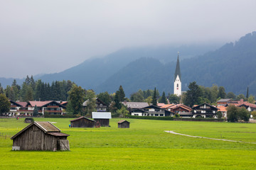 Fototapeta na wymiar Ortsansicht, Oberstdorf, Allgäu, Allgäuer Alpen, Bayern, Deutschland, Europa